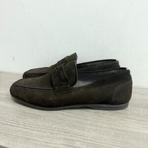 Salvatore Ferragamo Suede Slip On Flat Heel Penny Loafers Brown Men's Size US 10